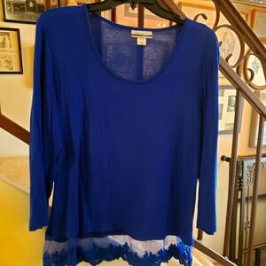 Royal Blue Soft Top with Lace Bottom